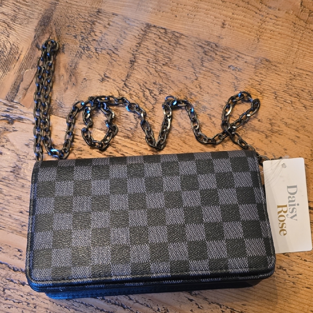 Black Checkered Women's Crossbody Bag